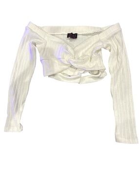 Hot Miami Styles White Off-Shoulder Twist Crop Top